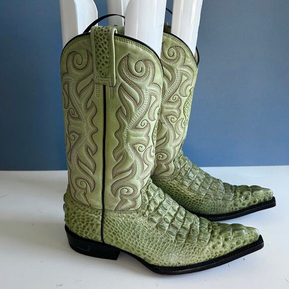Jaca boots men's size 6 EE US / 24 MX cowboy western boots green classic wide